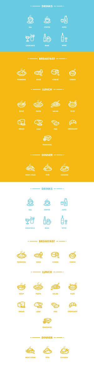 Iconos de alimentos y bebidas - set de vector gratuito