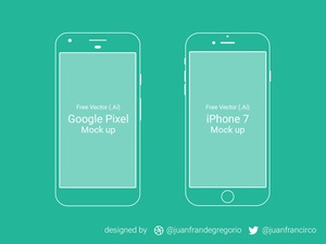 Google Pixel и iPhone 7 Mockups Wire