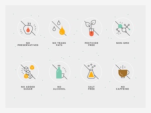 Healthy Food – Undesirable Substances Icons