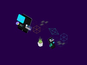 Blockchain -Plattform isometrische Illustration