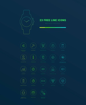 Line Icons. Watches Features