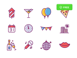 Nochevieja - Conjunto de iconos de vectores gratuitos