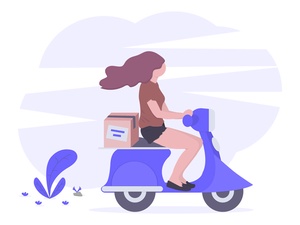 Woman on Scooter SVG Illustration