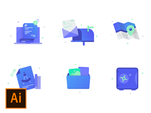 Purple and Green Vector Icons