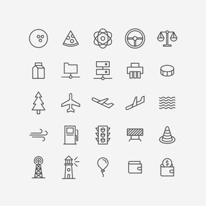 25 iconos de línea gratuita - Muestra de paquete de iconos simples