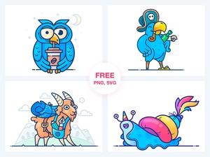 Animal Illustrations Vector Stickers