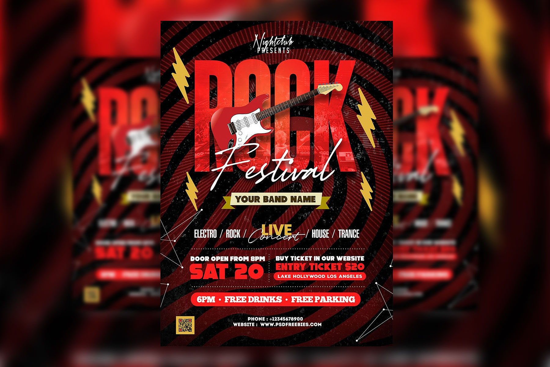 Abstract Geometric Rock Music Event Flyer Template