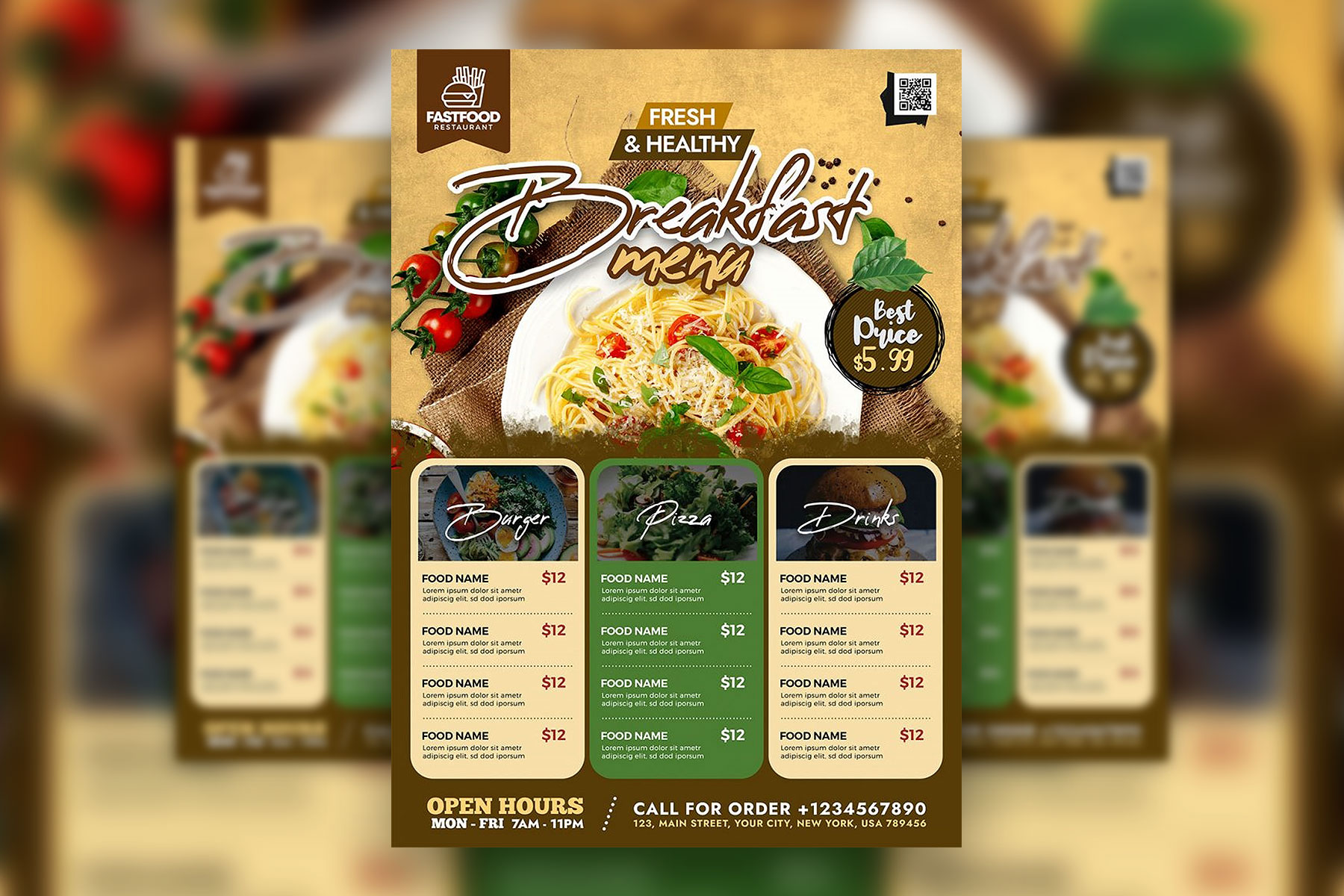 Abstracts Infografik Restaurant Food Menü Flyer -Vorlage