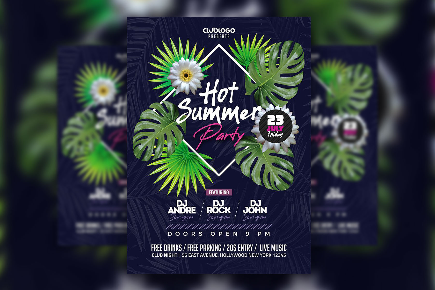Artistic Creative Tropical Summer Party Flyer Template