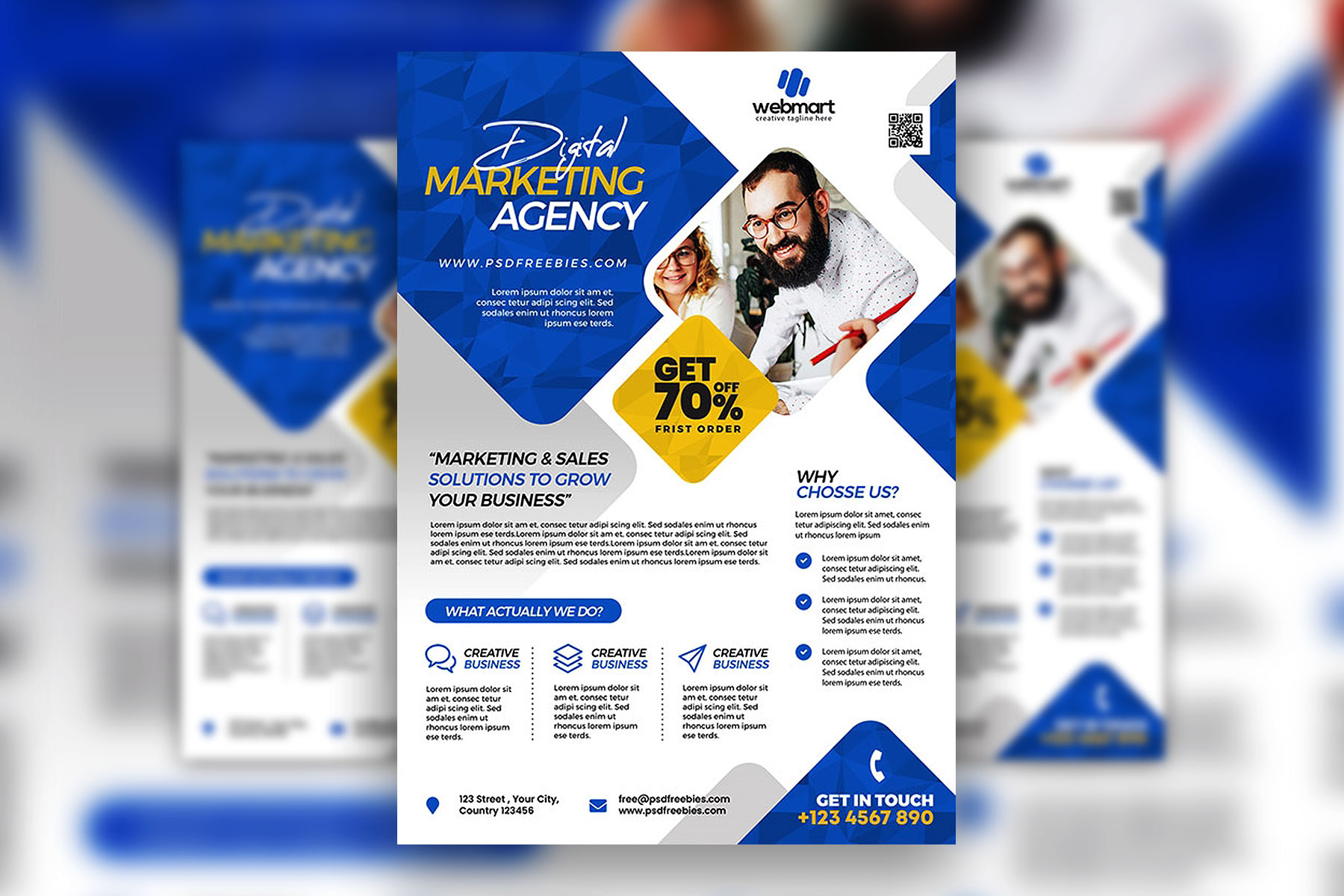 Geometric Grid Marketing Agency Business Flyer Template