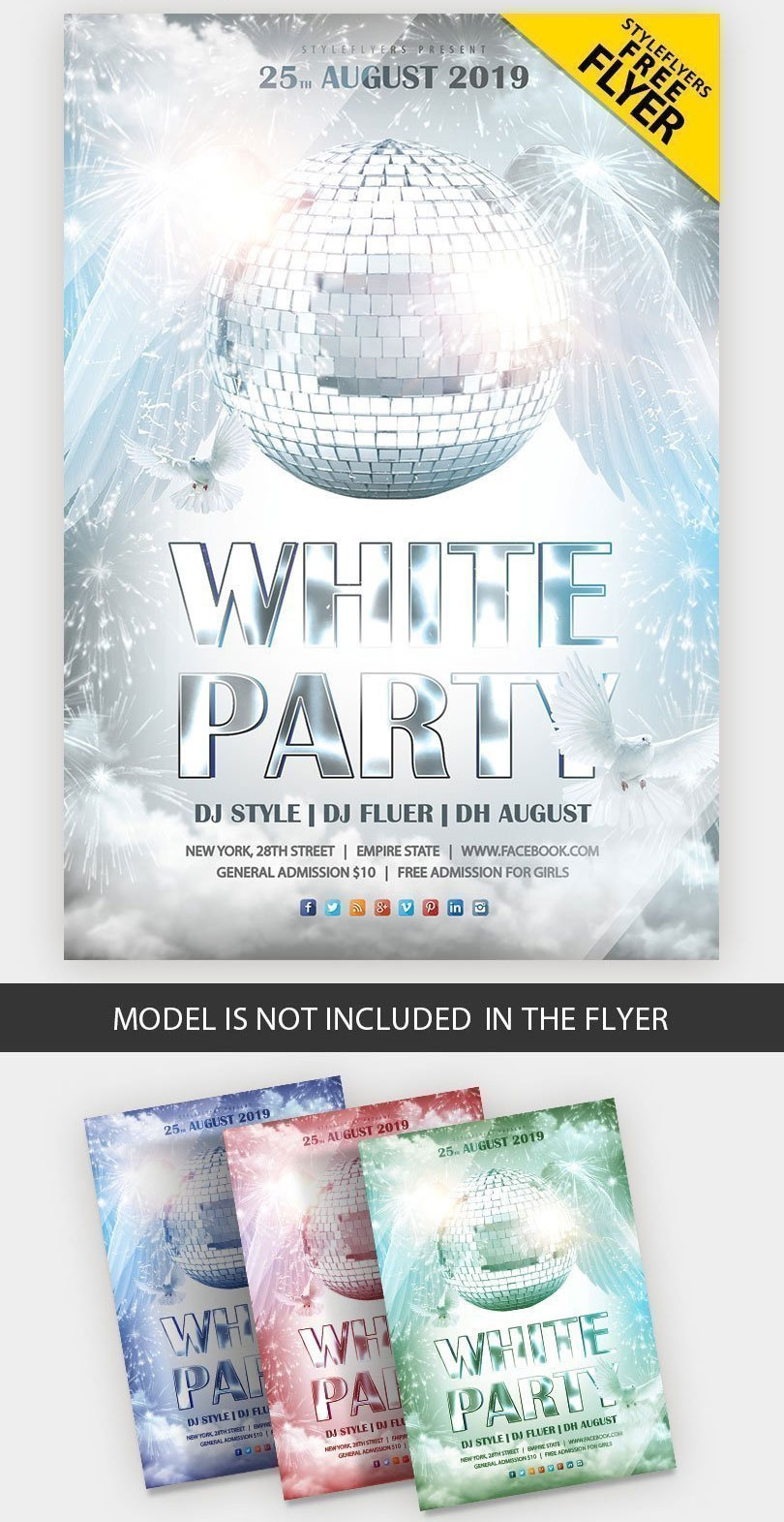 Moderne wolkige Flyer -Vorlage für weiße Partyer