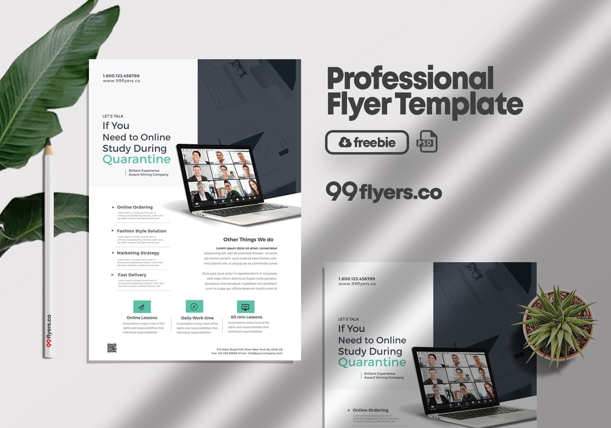 Online Home Learning Class Promotion Flyer Template