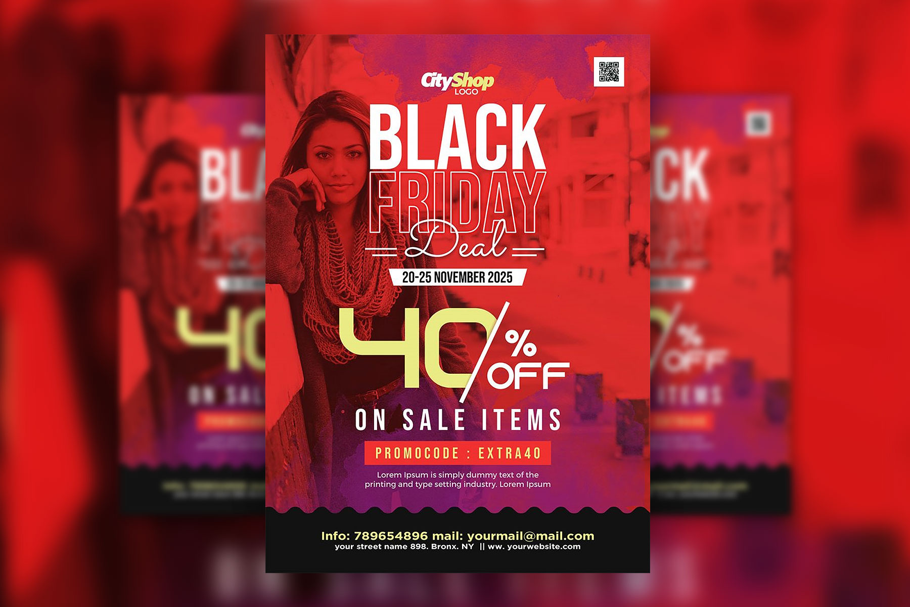 Red Urban Black Friday Flyer Template