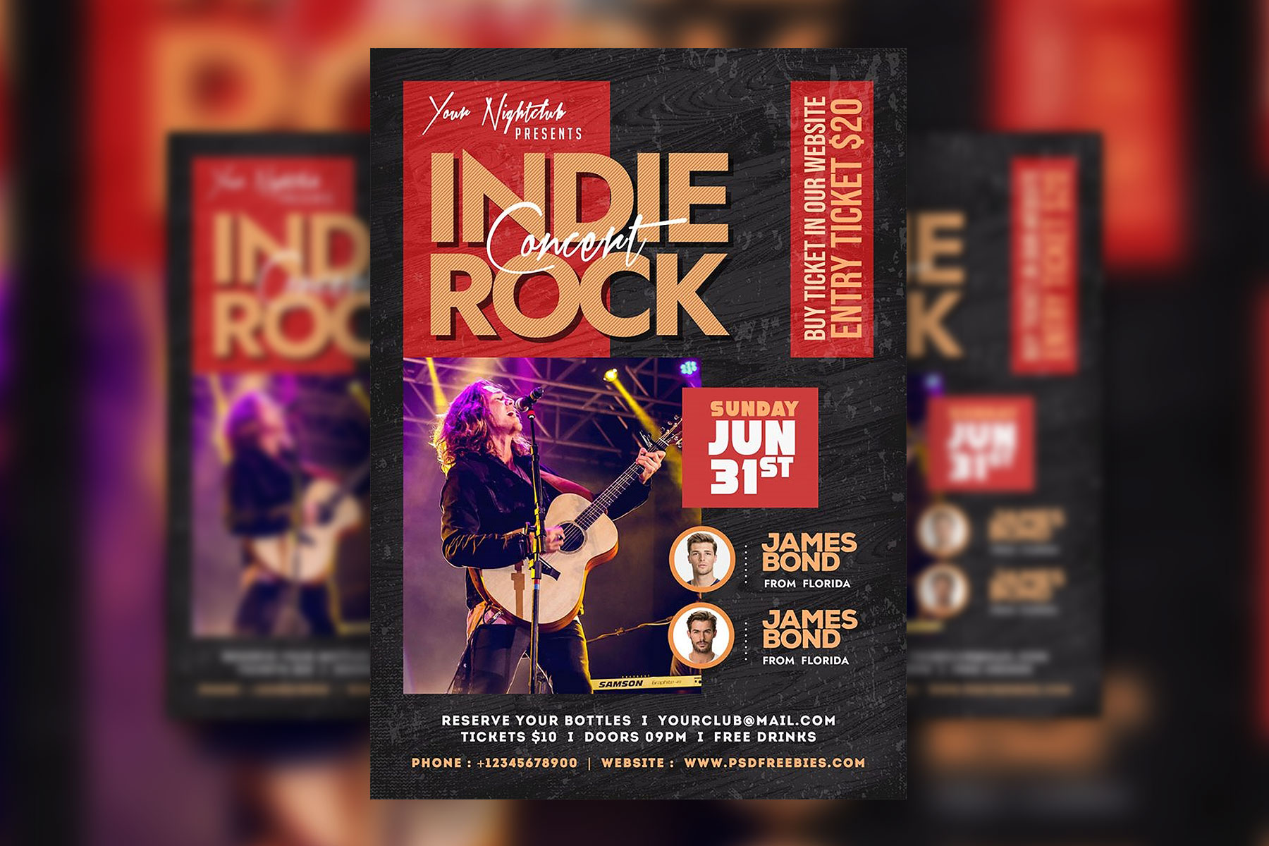 Retro Indie Rock Music Concert Flyer Template