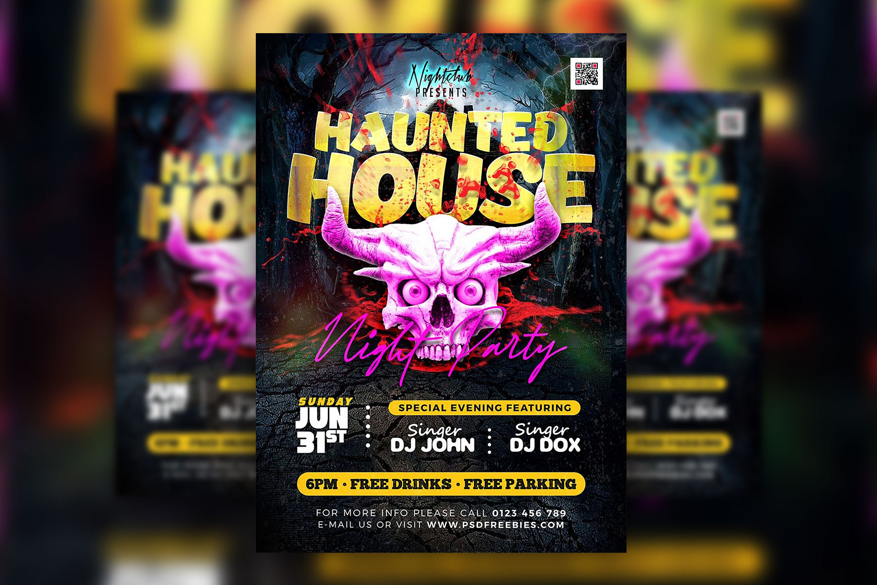 Spooky Verspielte Haunted House Party Event Flyer