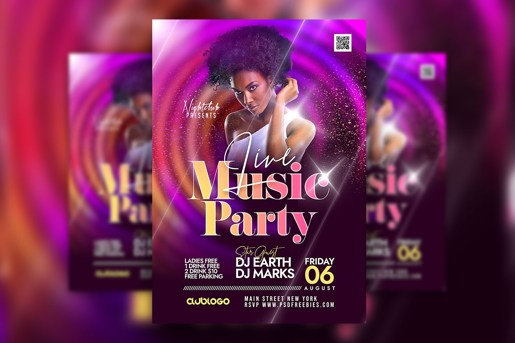Starry Galactic Live Music Party Flyer Template