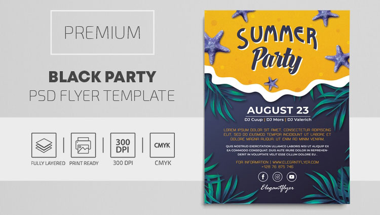 Verspielte kreative Sommerparty -Flyer -Vorlage