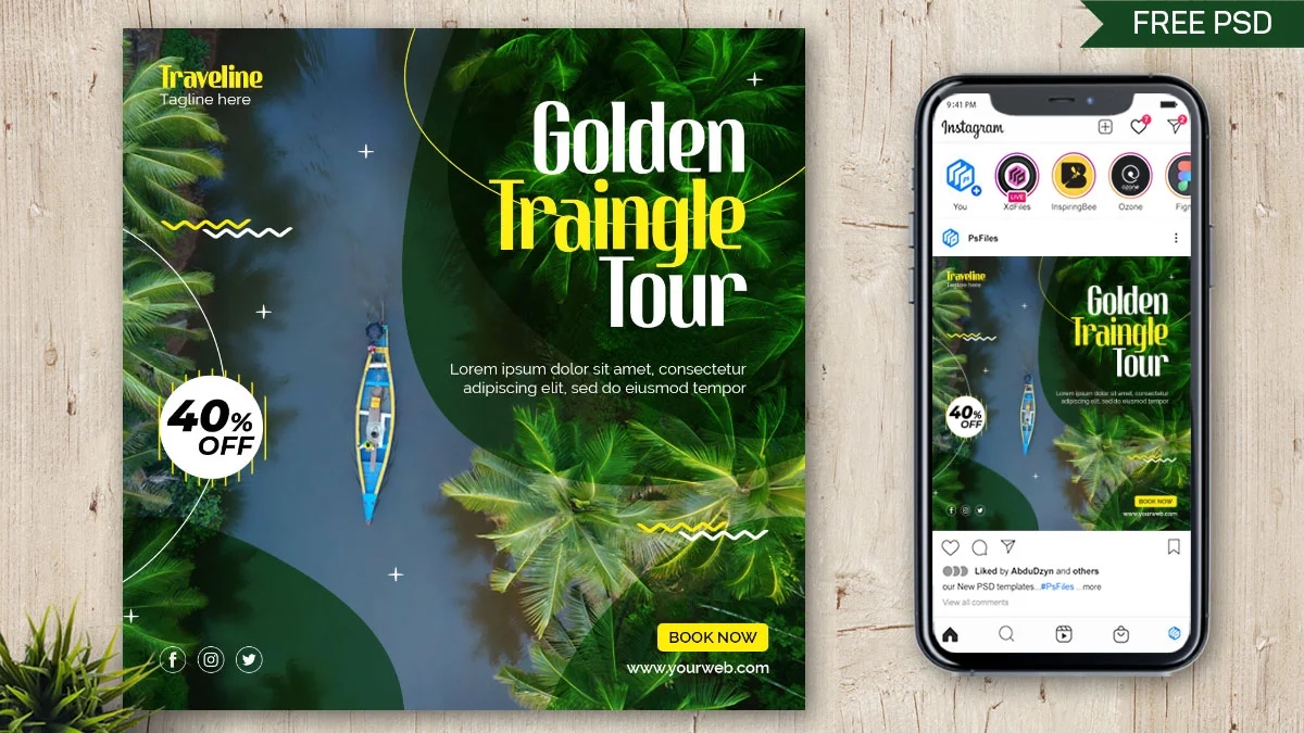 Tropical Tour Agency Flyer / Instagram Post -Vorlage