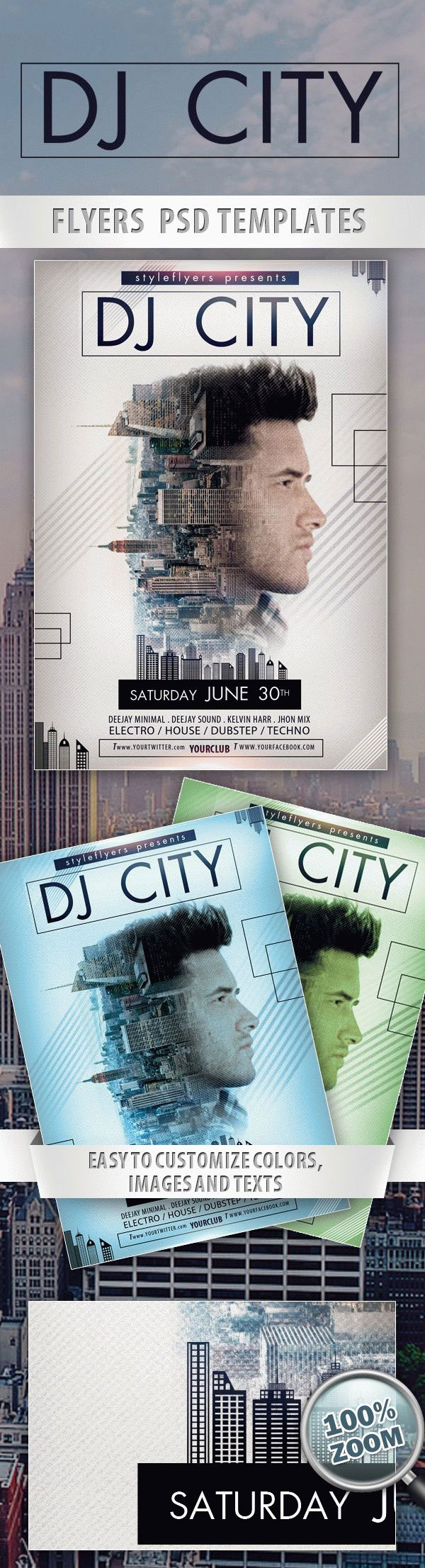Urban, moderne DJ Music Event Flyer Vorlage