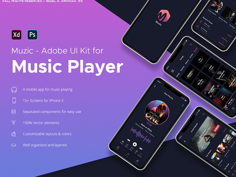 Musik Player -App mit Adobe XD gemacht