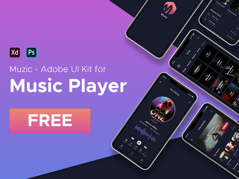 Musik App Kit für Adobe XD
