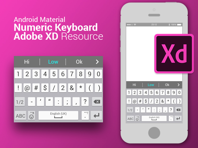 Numerische Tastatur von Android -Material für Adobe XD