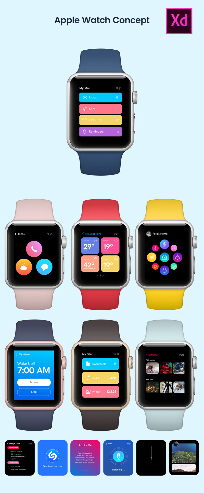 Apple Watch Design -Konzepte für Adobe XD