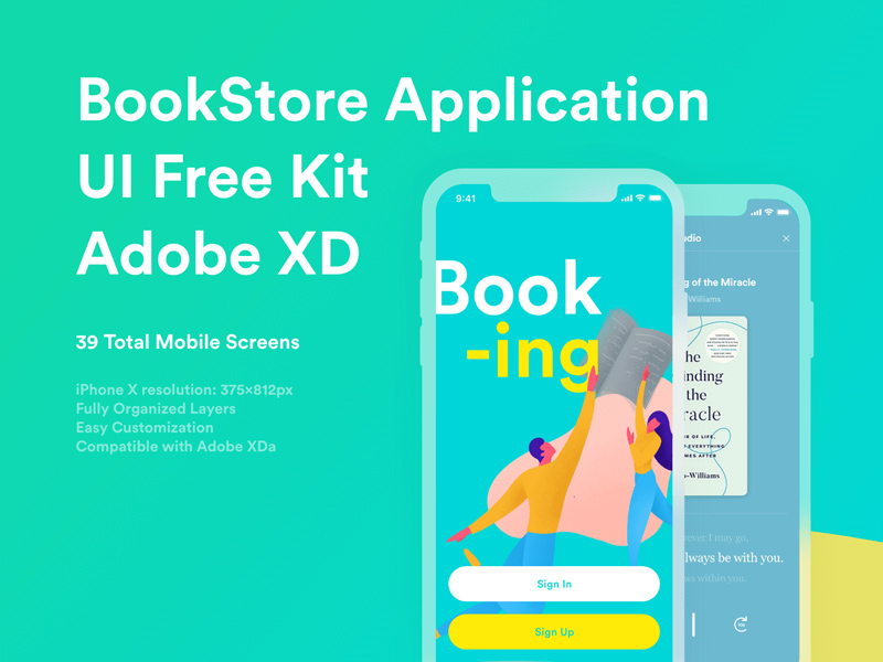 Bookstore App UI для Adobe XD