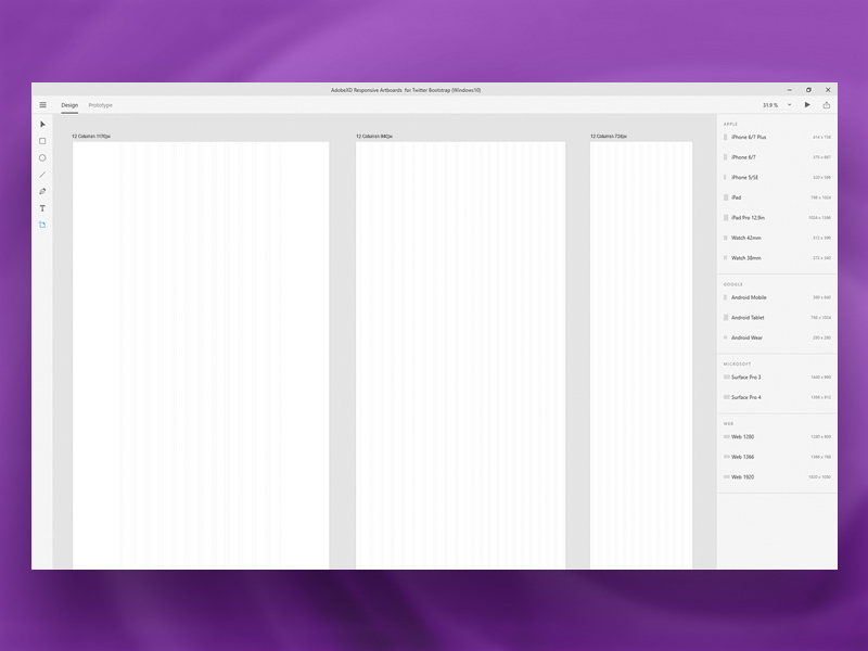 Grilles Bootstrap Adobe XD