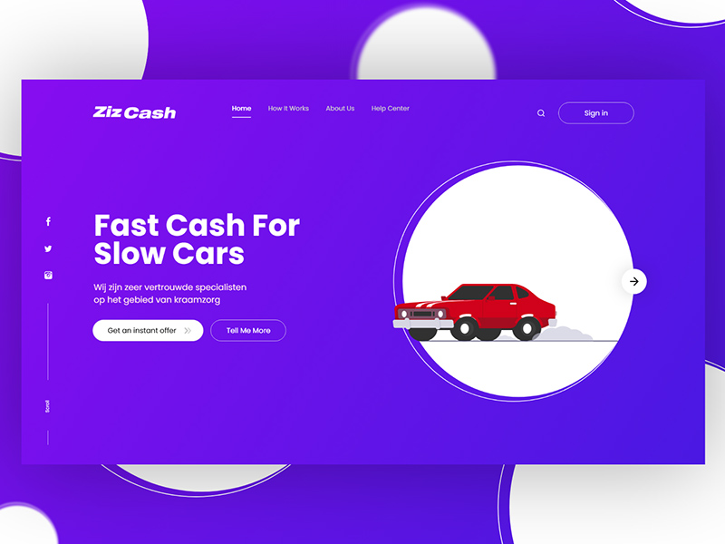 Modèle de site Web du détaillant de voitures d'occasion (Zizcash)