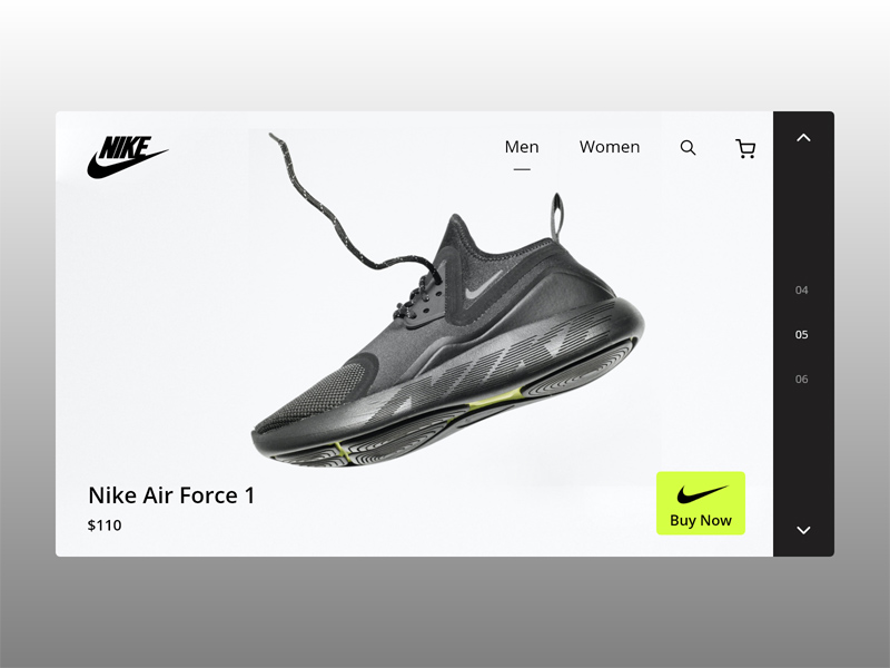 Página de productos de la tienda Nike