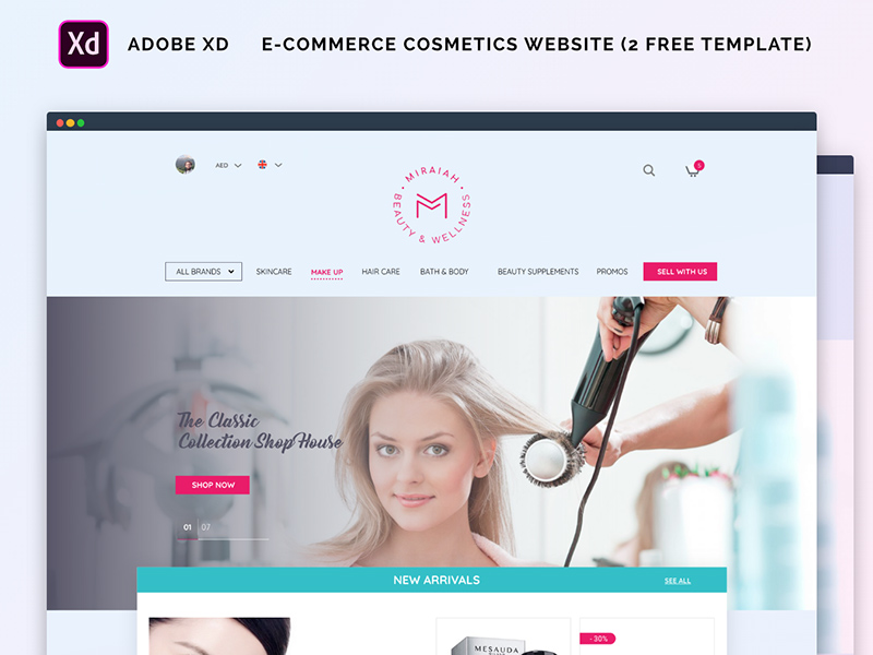 Шаблон веб-сайта макияжа для электронной коммерции