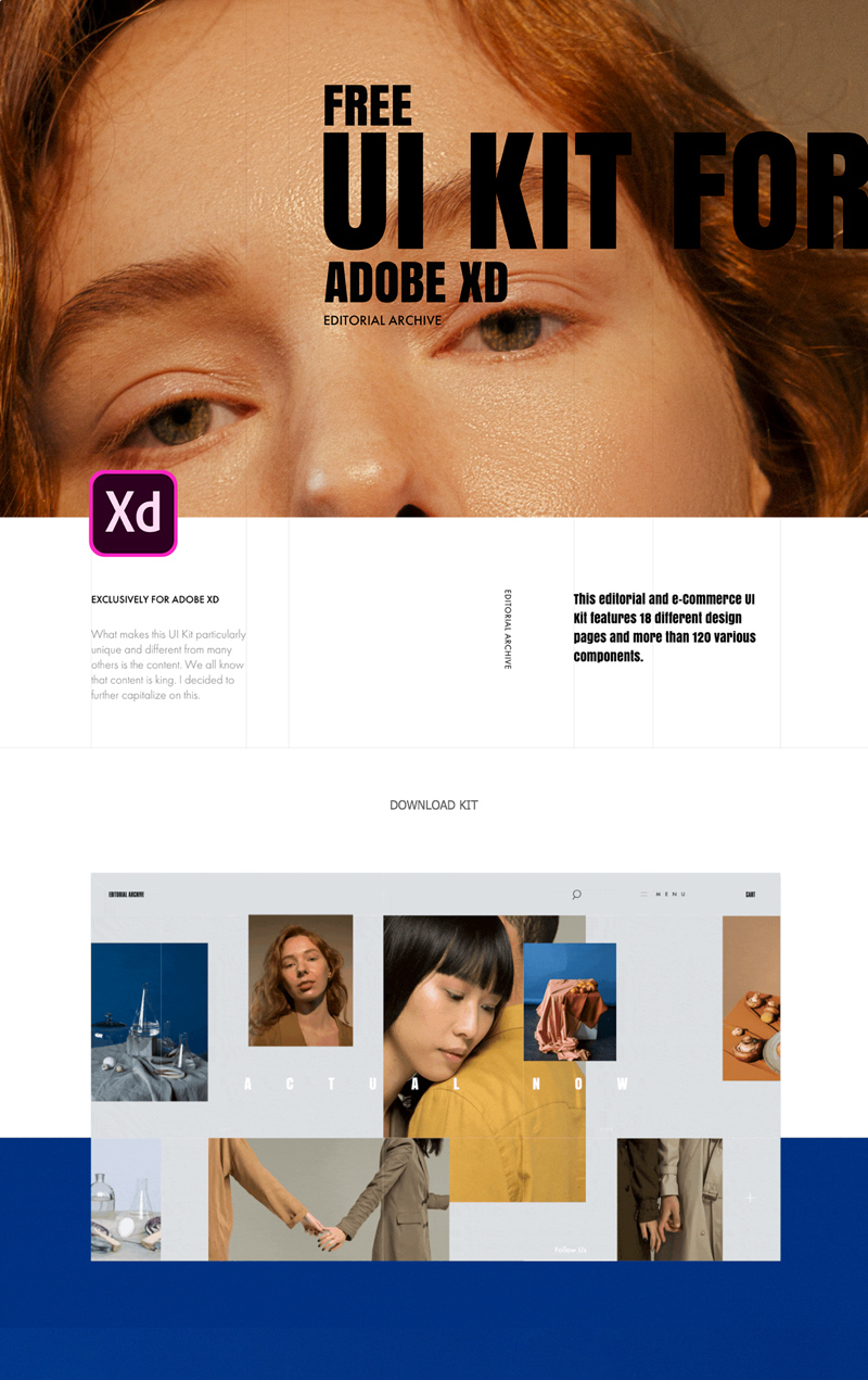 Kit de interfaz de usuario editorial de moda para Adobe XD