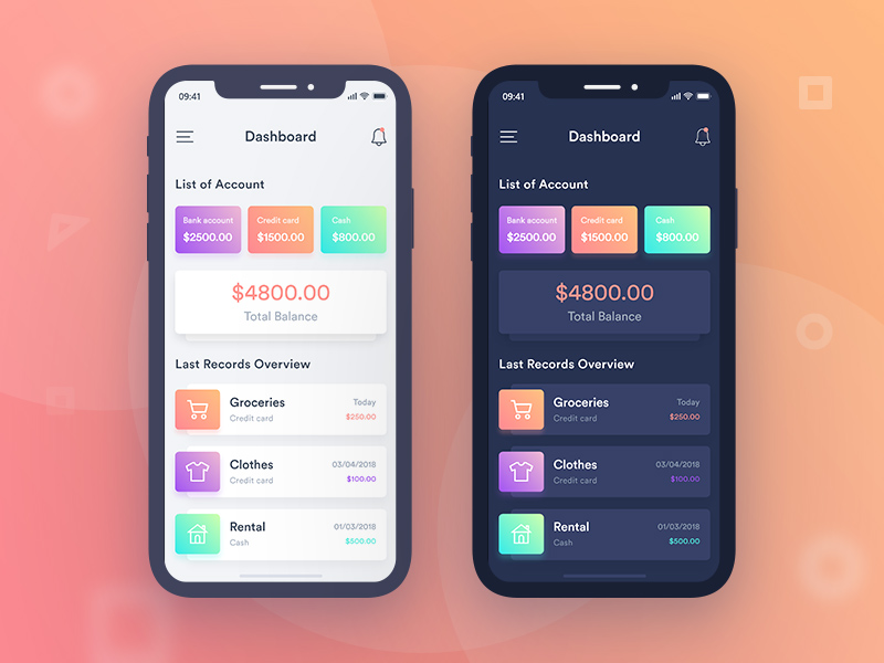 Finance Mobile App UI, сделанный с Adobe XD