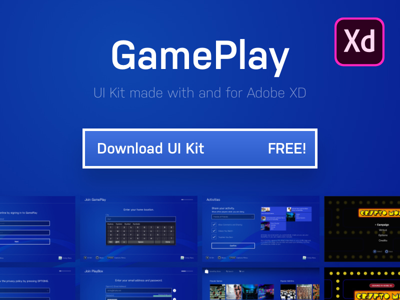 Adobe XD UIキット - ゲームコンソール