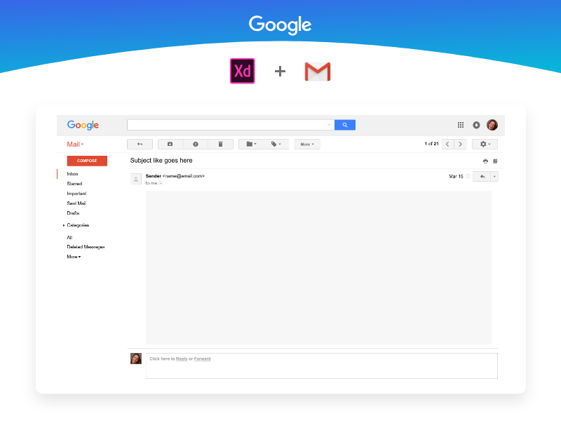 Kit Gmail - Adobe XD UI Kit