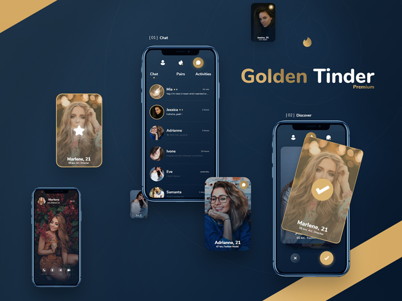Rediseño de la aplicación Tinder Gold