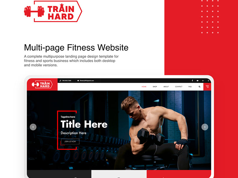 Kit de site Web de gym - Adobe XD Freebie