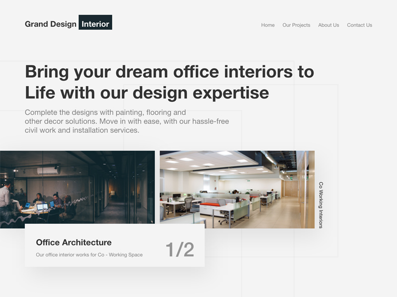 Page de destination de design d'intérieur