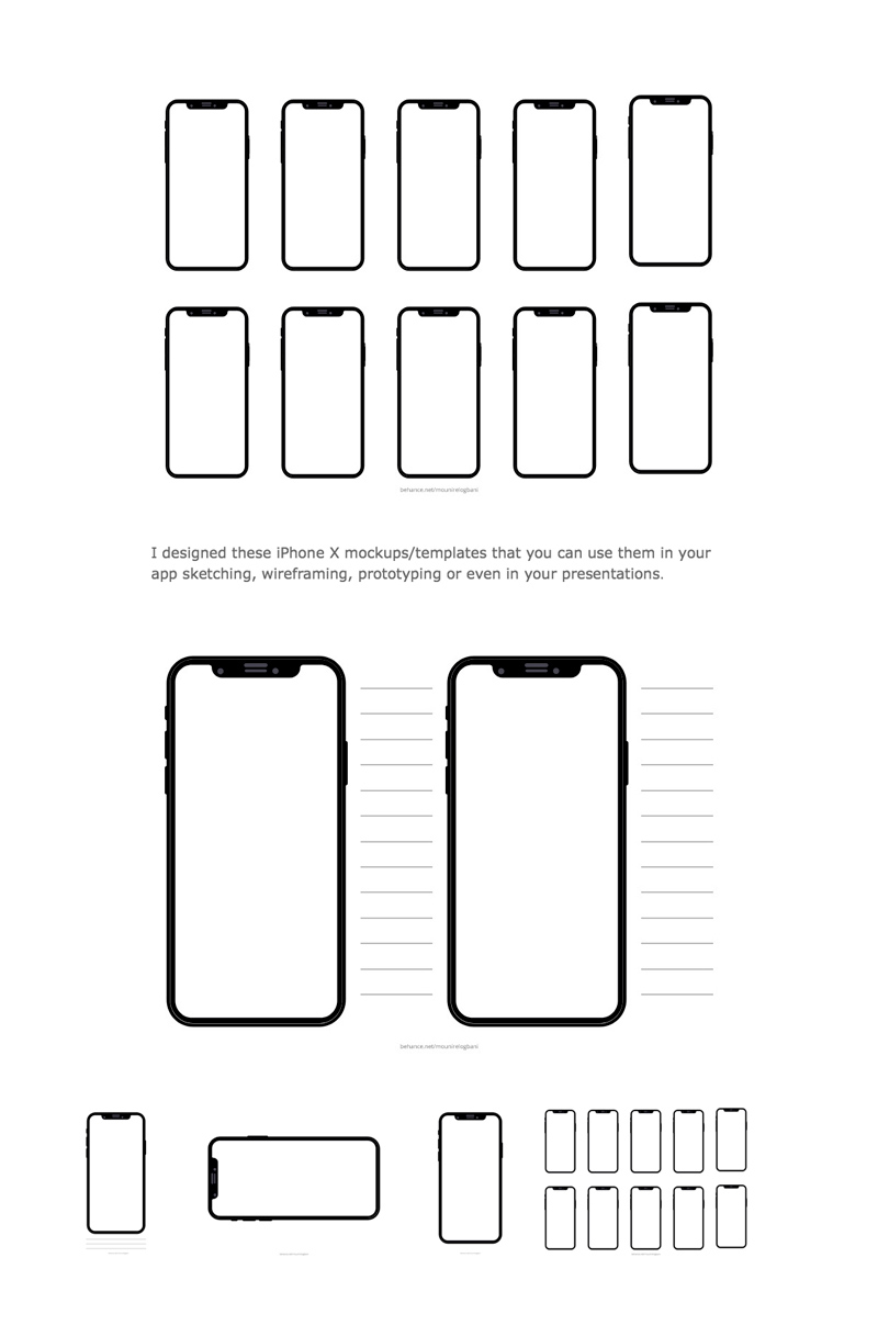 Шаблоны макета iPhone x для Adobe XD