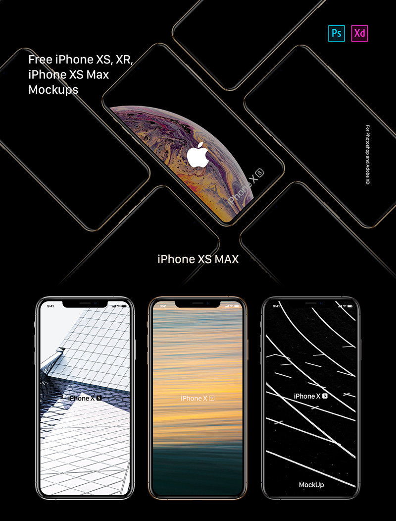 Mockups de iPhone XS, XR y XS Max XD