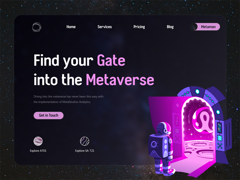 Página de destino de Metververs Analytics - Metastudio