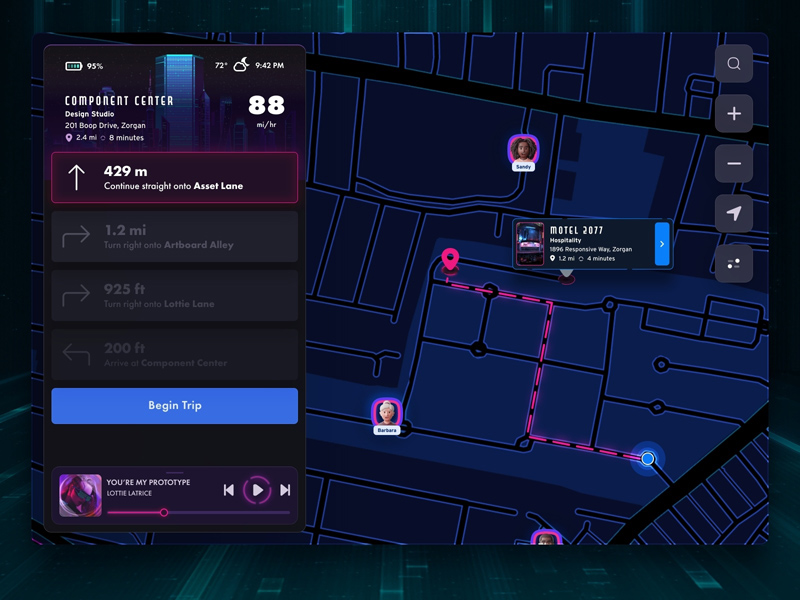Neon GPS Navigation UI