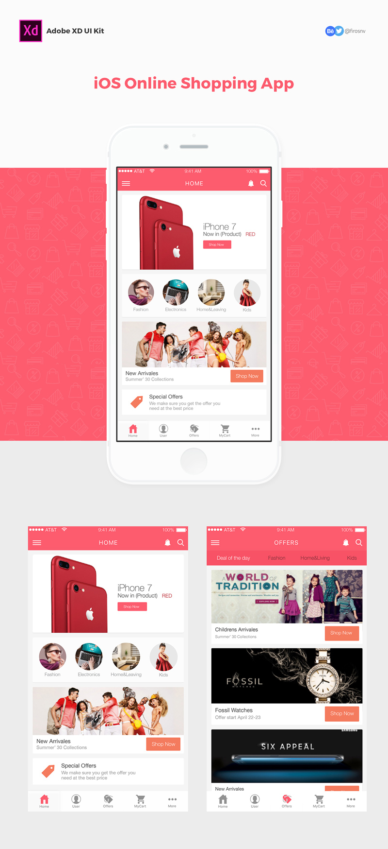 iOS Online Shopping App – Adobe XD UI Kit Template