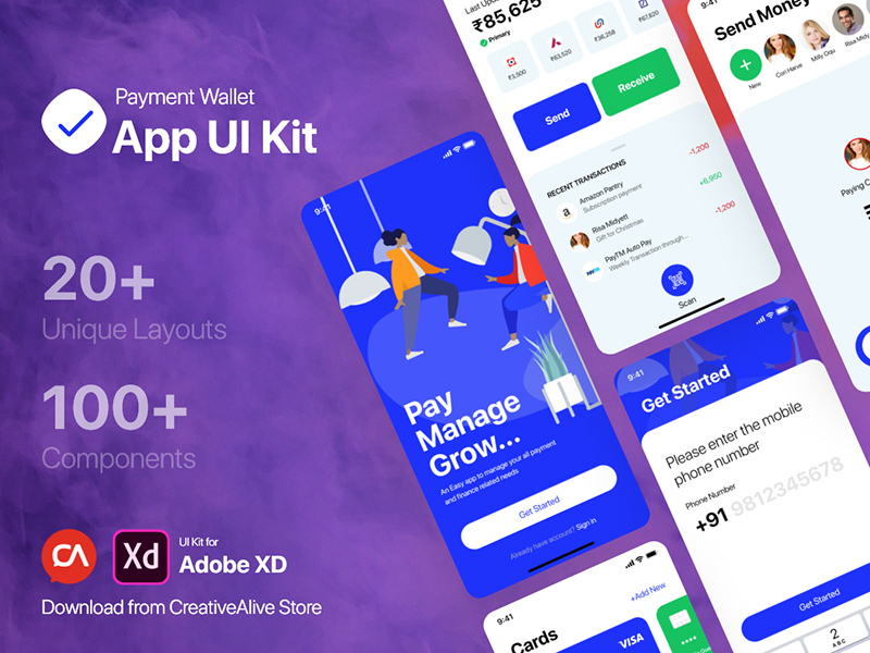 Wallet App XD Kit - kostenlose Ressource