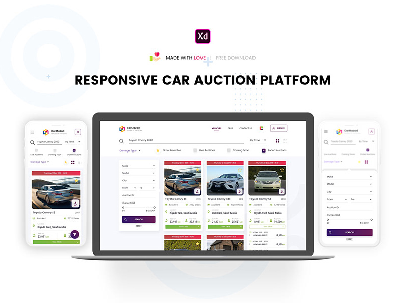 Modèle de site Web de vente aux enchères de voitures