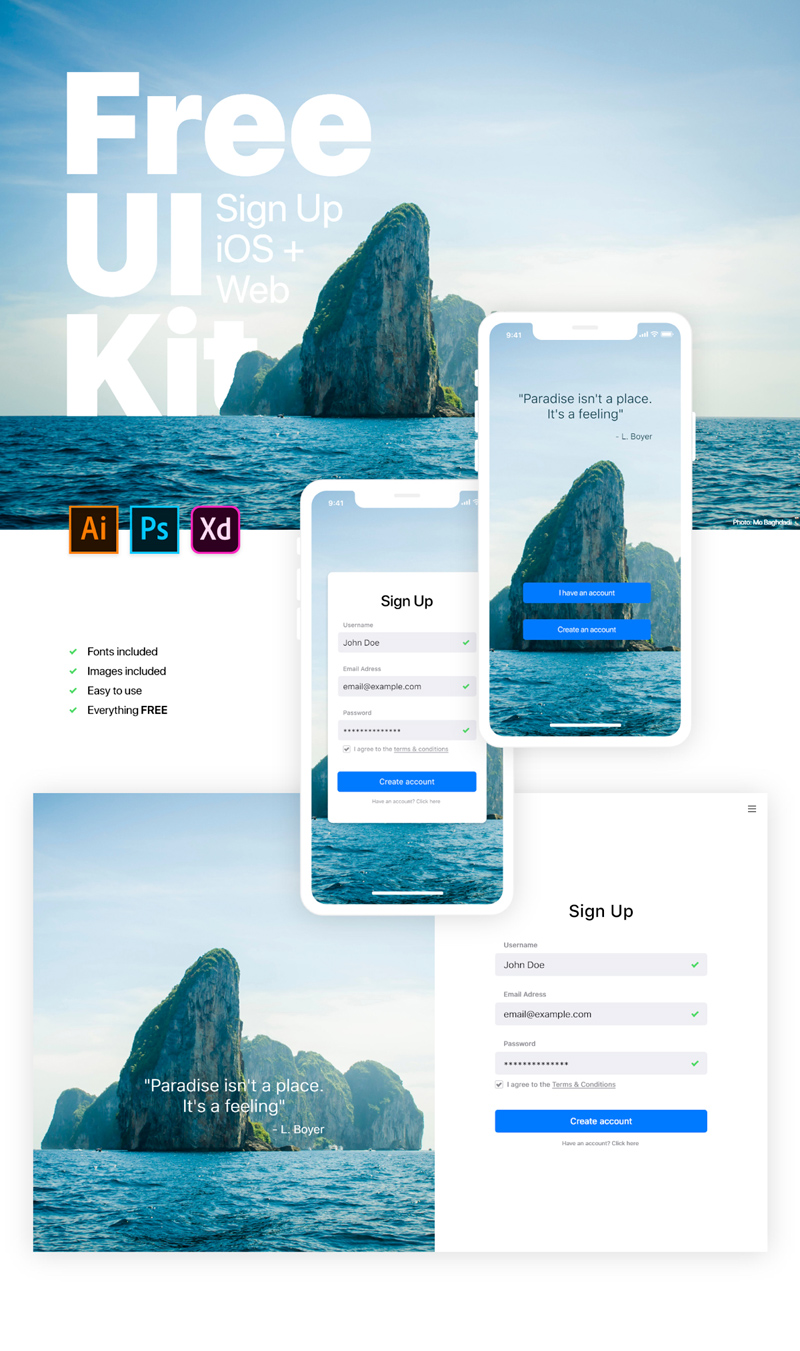 Kit de usuario de Adobe XD - Registro en Web e IOS