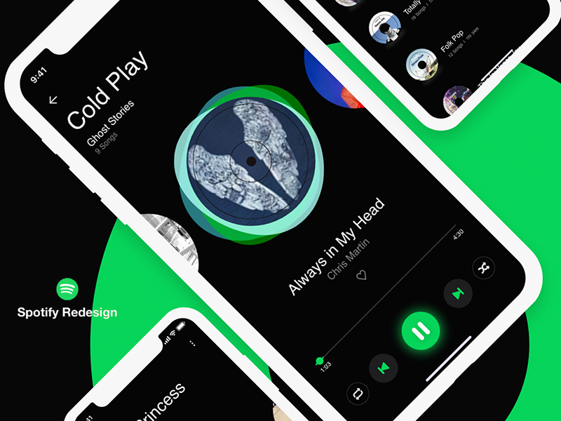 Concepto de rediseño de la aplicación Spotify