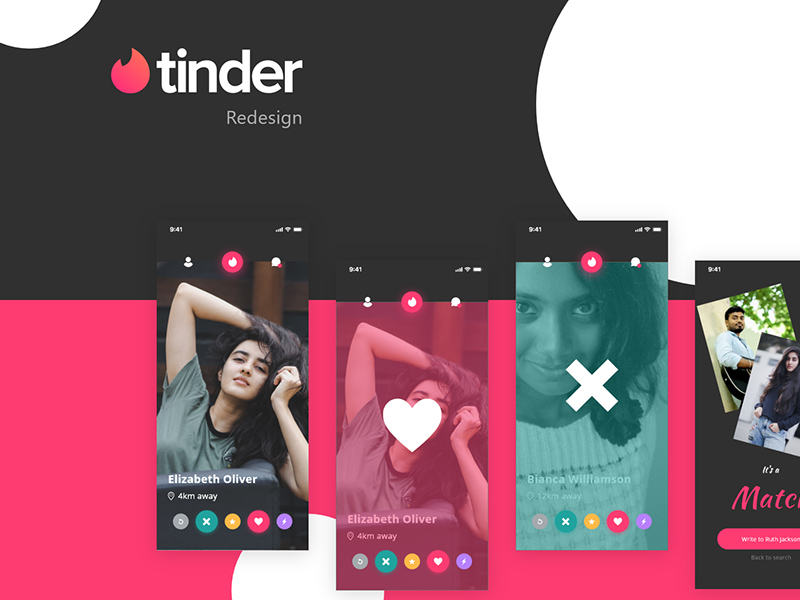 Tinder App Redesign Dark UI