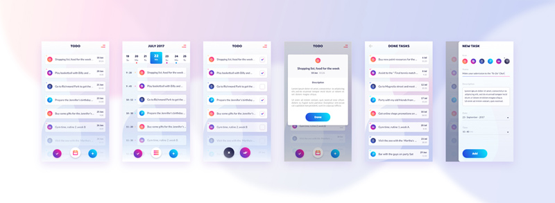 Todo App UI made with Adobe XD